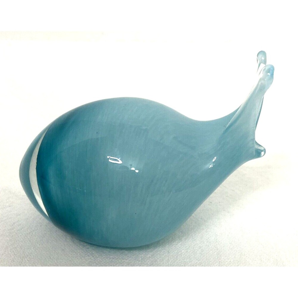 Art Glass Snail Paper Weight Figurine Blue Artsy Eclectic